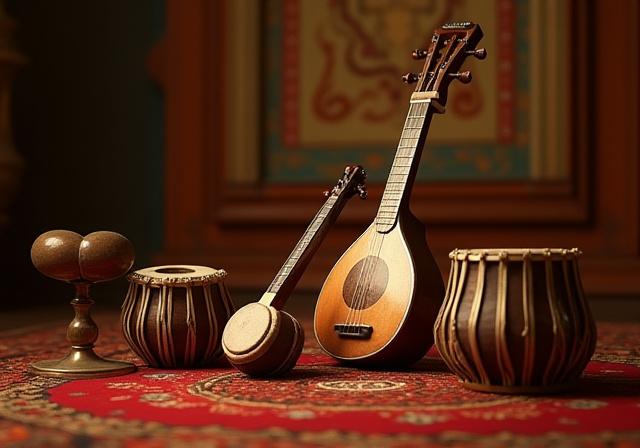 Traditional Indian musical instruments representing cultural heritage