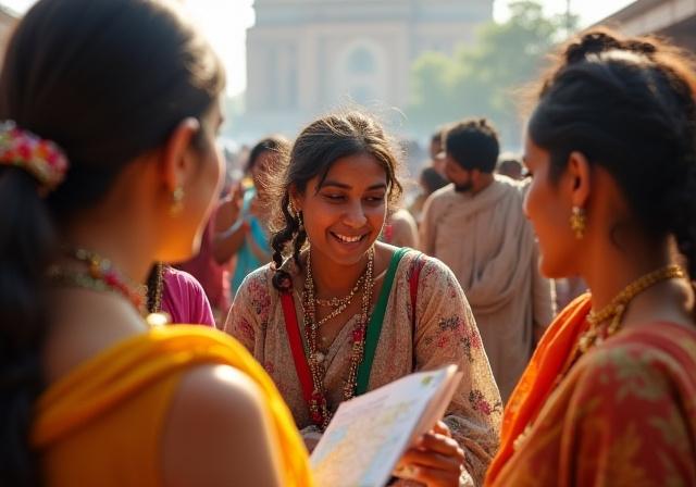 International travelers learning Hindi through Indian music and culture